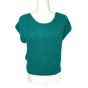 Autograph American Clothing Vintage Green Sweater Short Sleeve Silk Blend Size M